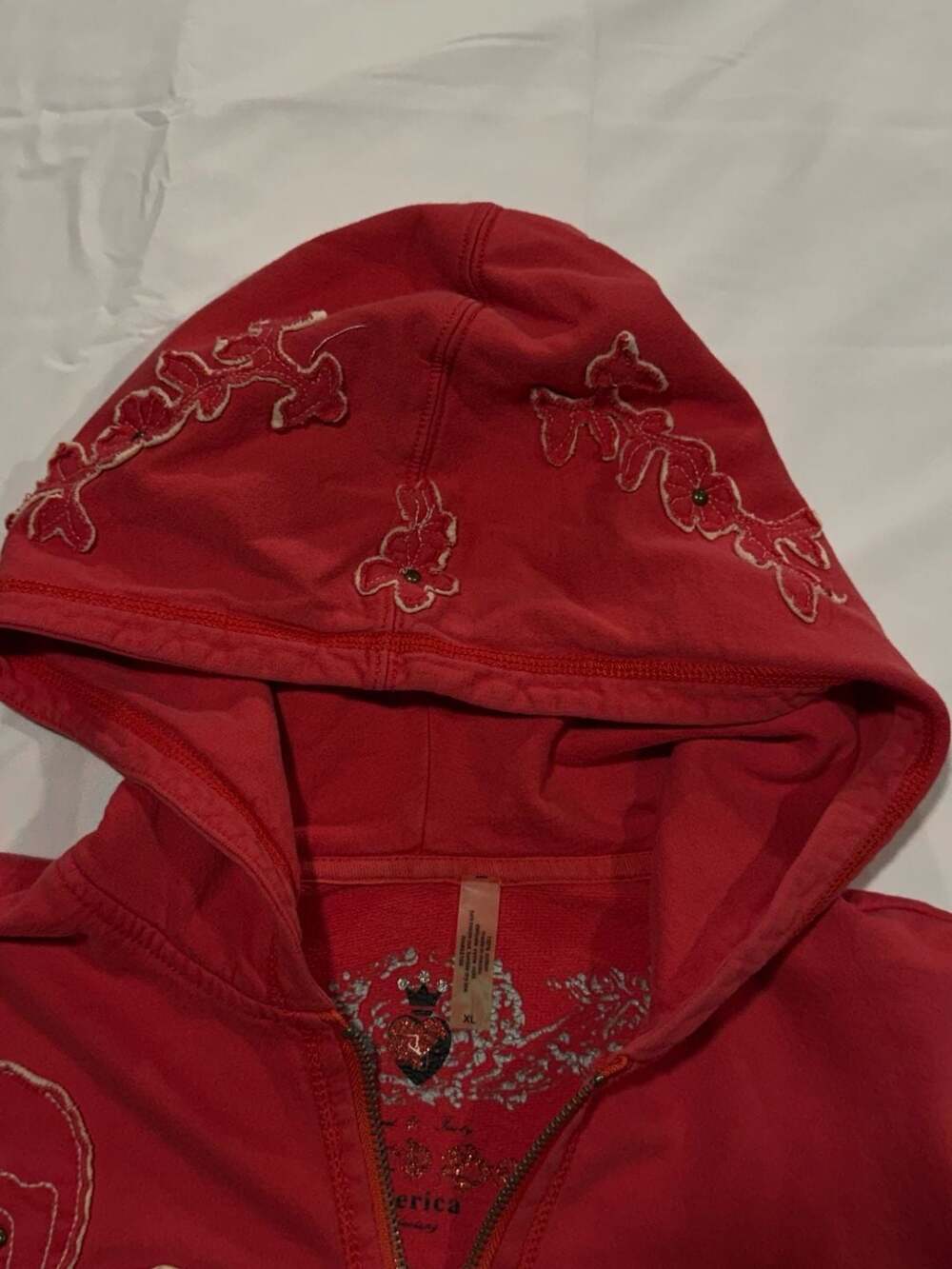Twisted Heart America Pink Vintage Y2K Zip-Up Hoodie vintage - Picture 5 of 13